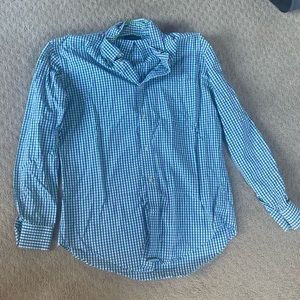 (M) Blue and green long sleeve button up | Lands’ end